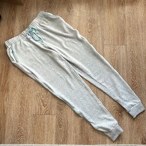C&C California light gray, rainbow trim, plush jogger lounge pants